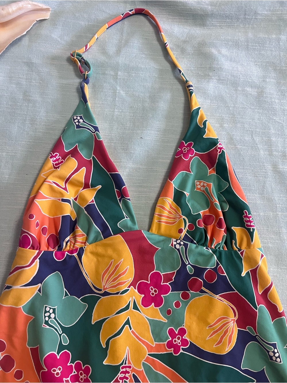 Marine Layer Plunge One Piece Swimsuit Medium Hibiscus Tropical Hawaiian Large - Picture 11 of 15